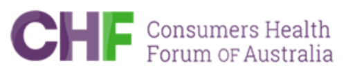 A logo for the Consumers Health Forum  of Australia