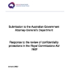 Submission to Attorney-General’s Department regarding the review of confidentiality protections in the Royal Commissions Act 1902 